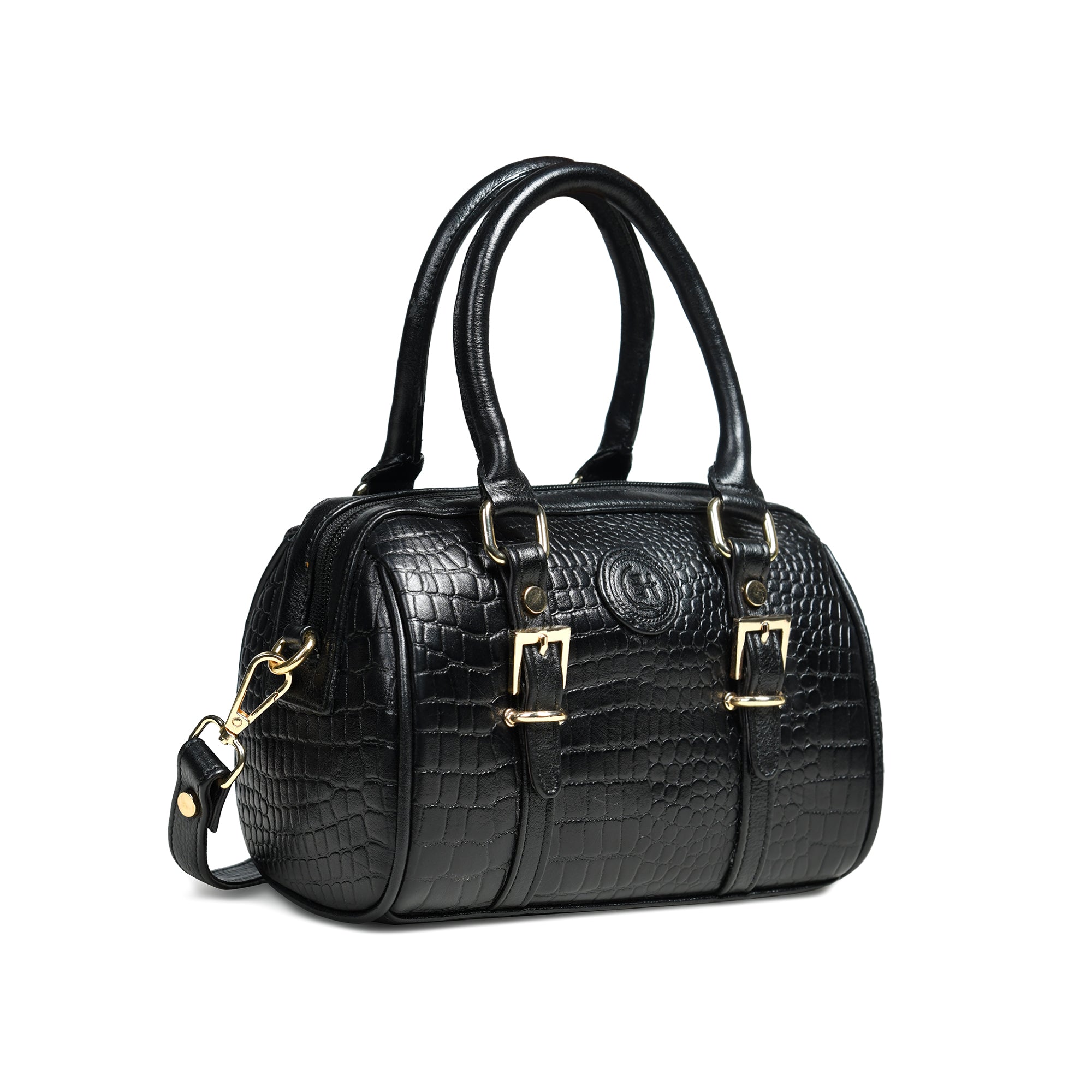 Emerald Luxe Croc Satchel Bag